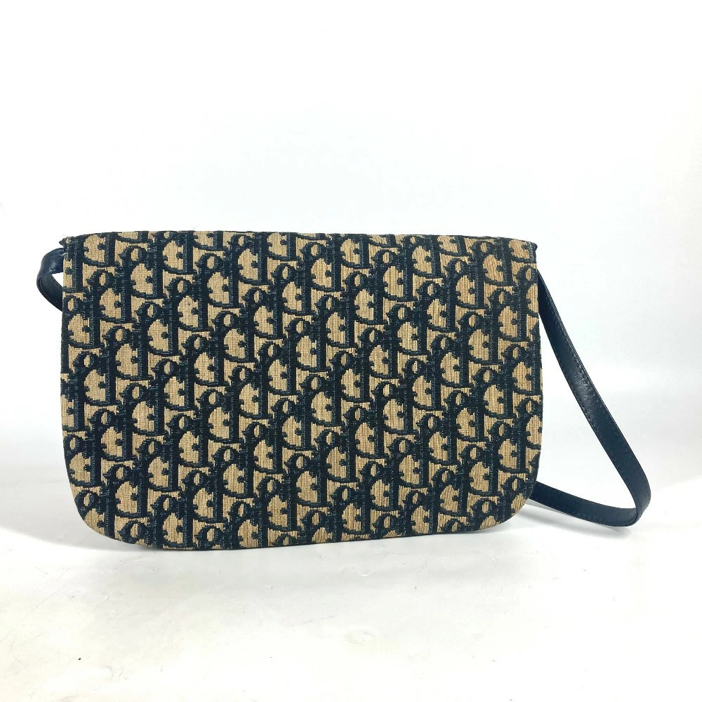 Dior Trotter CD Logo Accessory Clutch Shoulder Bag Canvas Leather Navy Blue - Picture 2 of 14